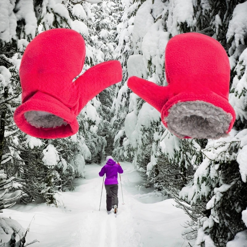 2-4Y Childrens Bicycle Gloves Plush Gloves Winter Childrens Gloves Wool Gloves G99C 241022bj