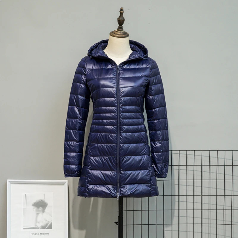 womens long down jacket ultra light hooded duck down jacket portable inflatable winter jacket womens windproof down jacket Parkas 7XL 241021