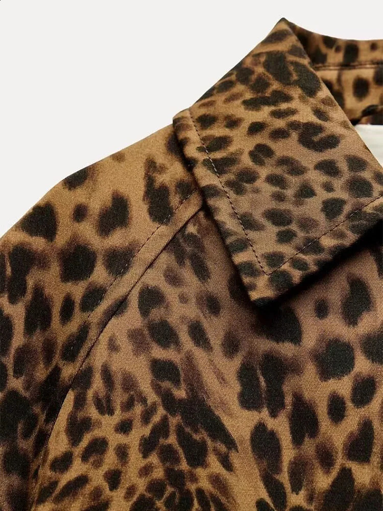 leopard print windproof animal print jacket for casual mid end loose retro autumn women 241021