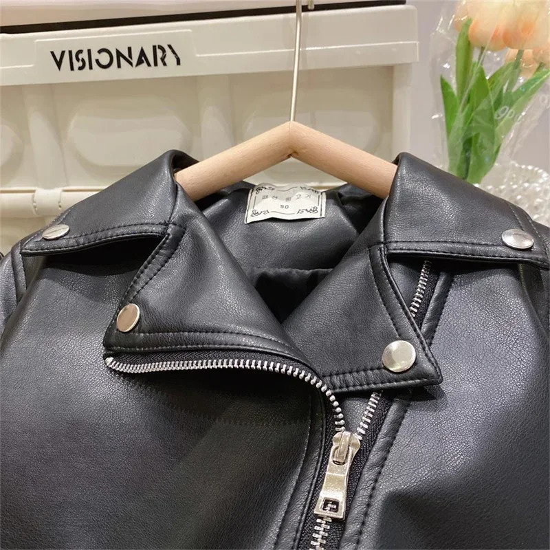 Spring Girls Leather Jackets For 2-8 Years Children Classics Fly Coats Kids Clothing Baby Girls Fashion Pu Outerwear 241022