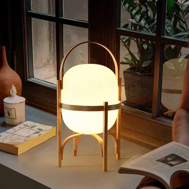 Nordic Designer Zen Wood LED Desk Lamp Modern Glass Research Bedside Table Lamp Living Room Decorative Lighting Fixtures X241021