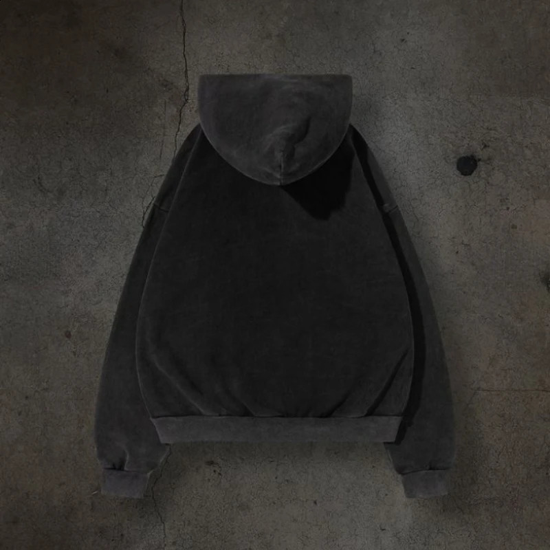 Autumn Winter Loose Couple Sweatshirt Men Women American Retro Washed Do Old Pullover Hoodie Street Gang Handsome Tops 241021