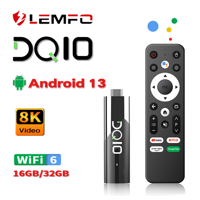 DQ10 Android 13 ATV Smart TV Stick Allwinner H618 Four Core Cortex A53 Supports 8K Video 4K Wifi6 Voice Remote Control Mini Box 241007