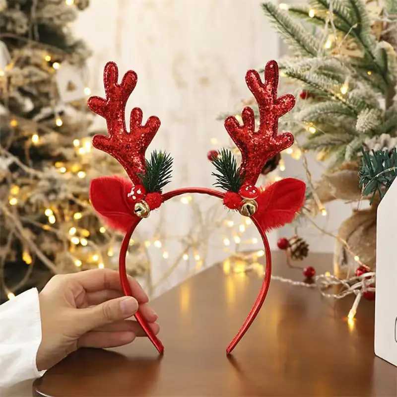 Christmas Headbands Sequins Reindeer Antlers Ears Hair Clips For Women Girl Halloween Party Cosplay Light HeaddressX241021 Free shipping