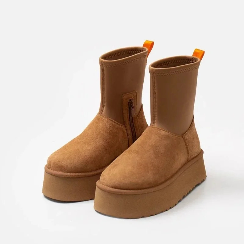 Fashion Round Toe Snow Winter Simple Solid Color Outdoor Banquet Womens Boots Large Size atos 241022 8826