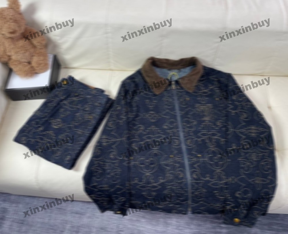 xinxinbuy 2024 Men designer Coat Jacket flowers pattern Letter embroidery sets long sleeve pant women white khaki Black blue M-4XL