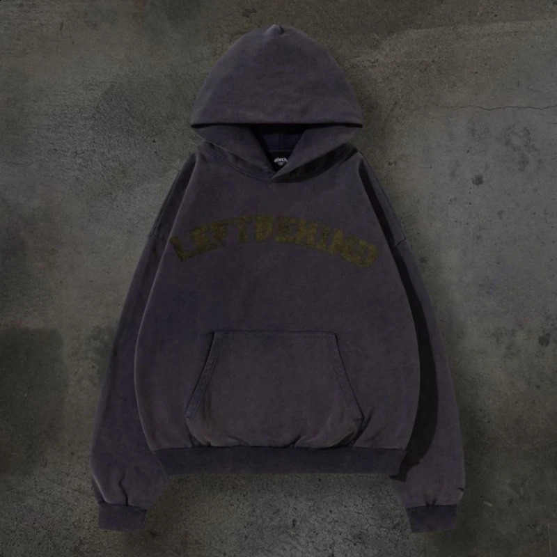 Autumn Winter Loose Couple Sweatshirt Men Women American Retro Washed Do Old Pullover Hoodie Street Gang Handsome Tops 241021