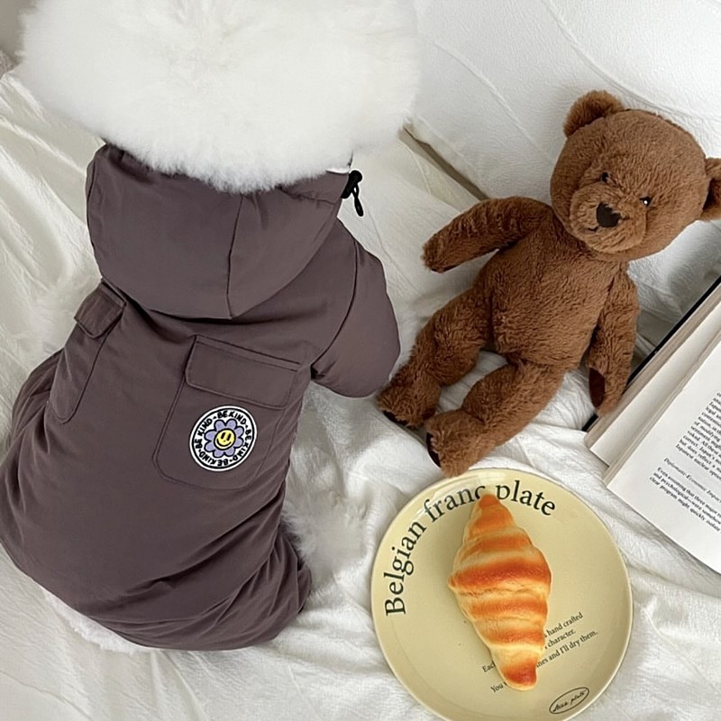 Update Winter Pet Four Legged Cotton Jacket Chic British Fashion Dog Clothes For Tiny Canines Like Poms And Teddies