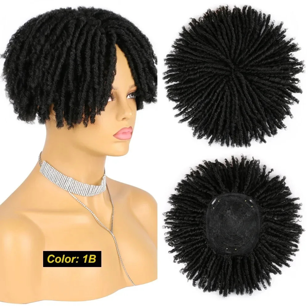 6 Inch Dreadlocks Synthetic Hair Topper Guleless Wig Toupee Headband Gradient Conical Clips in Hairpiece for Men Women 241102