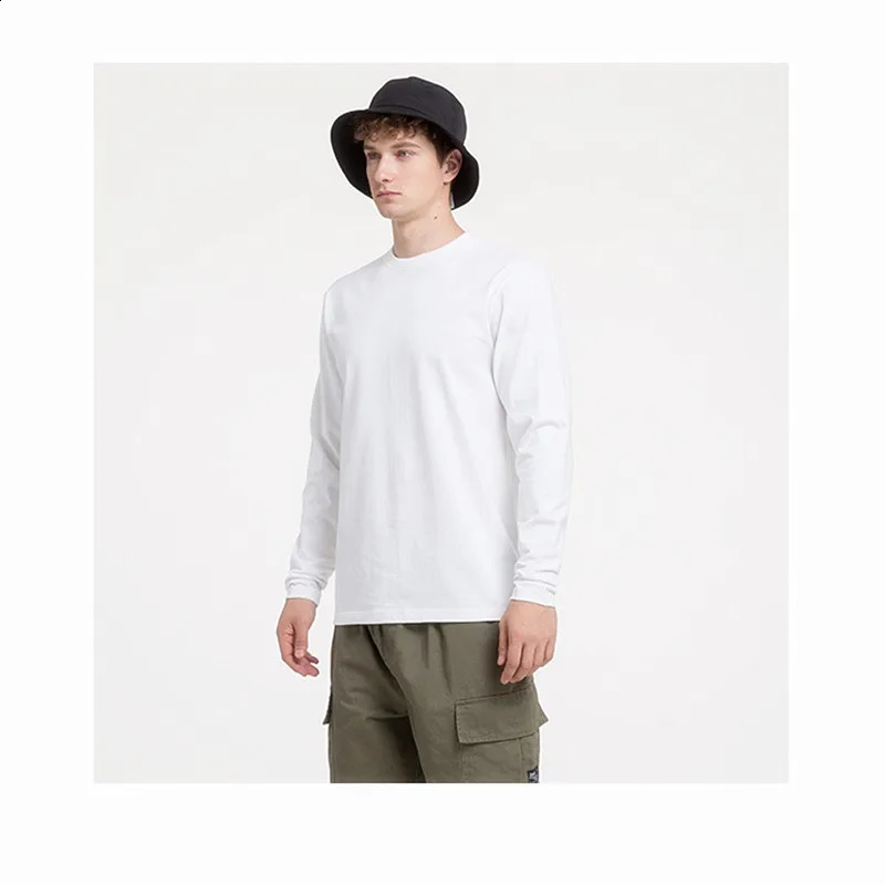 100% pure cotton long sleeved mens T-shirt MRMT 2024 round neck solid color mens T-shirt 241021bj