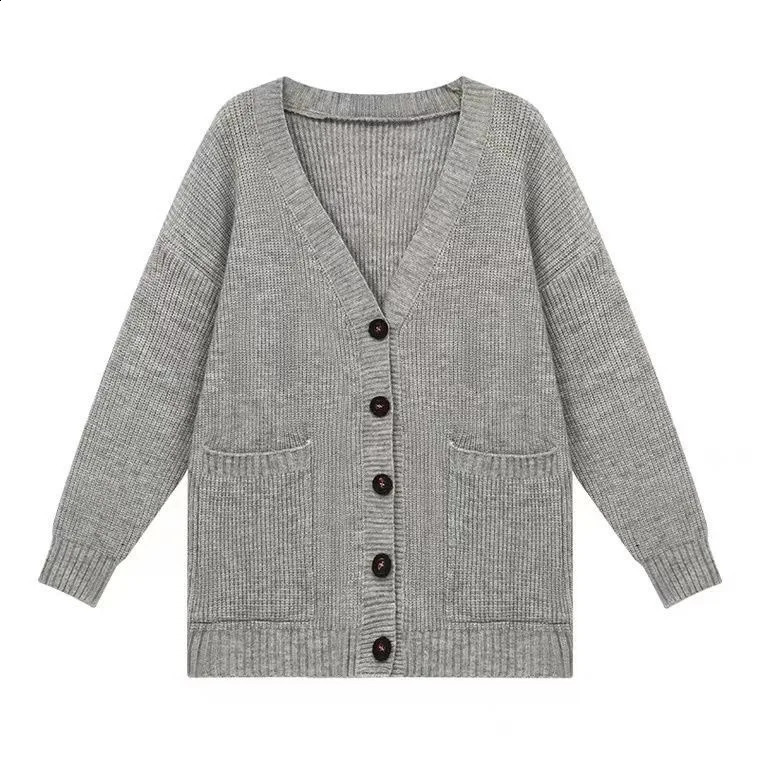 Women Chunky Cardigan Sweaters Button Up Vneck Front Pocket Soft Knitted Jacket Cozy Vibe Teengirl Fall Winter Outfit 241021