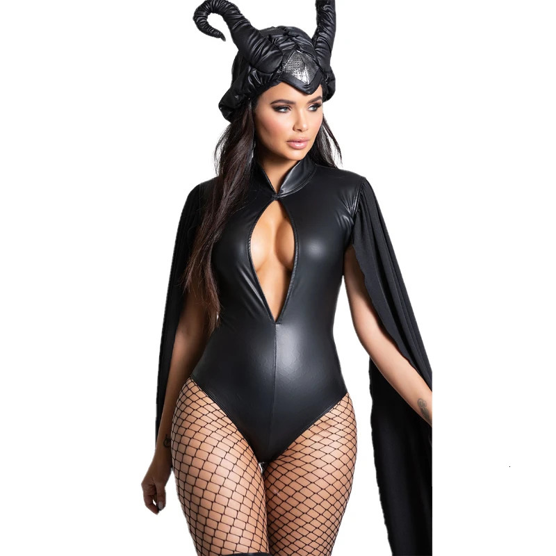 Maleficent Sleeping Beauty Carnival cosplay costume for adult women Halloween evil black dress corner hat set helmet 241022