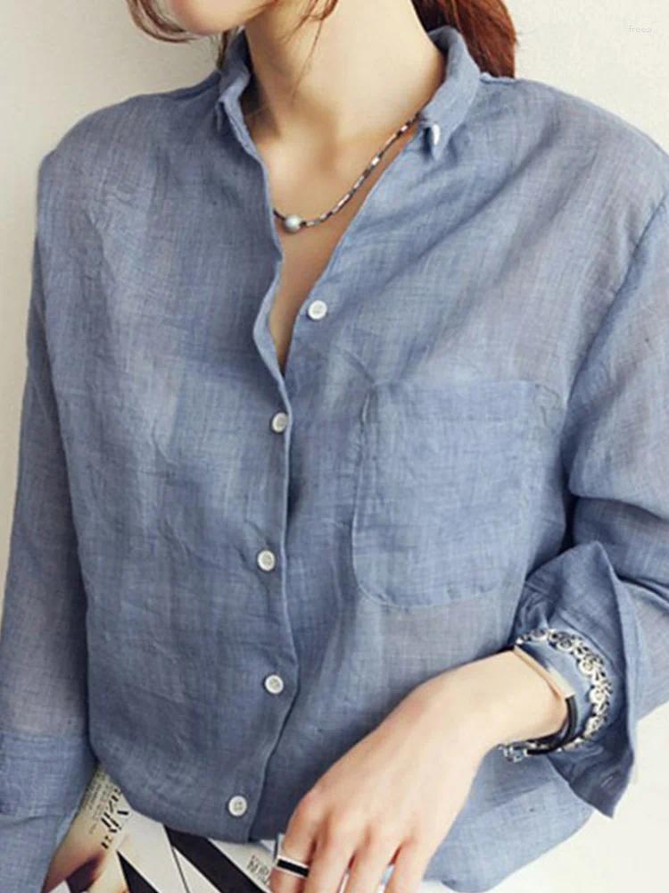 Women's Blouses Femme Womens Tops Fashion 2024 Autumn Linen White Shirt Women Long Sleeve Blouse Korean Woman Clothes Roupas Femininas