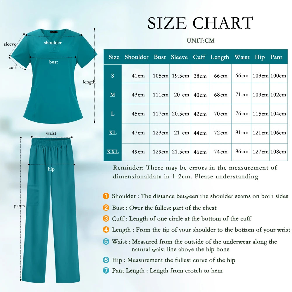 Nurse Uniform High Quality Pet Grooming Care Workwear Set Scrubs Operating Room Gown Short Sleeve Elastic Pants 241017