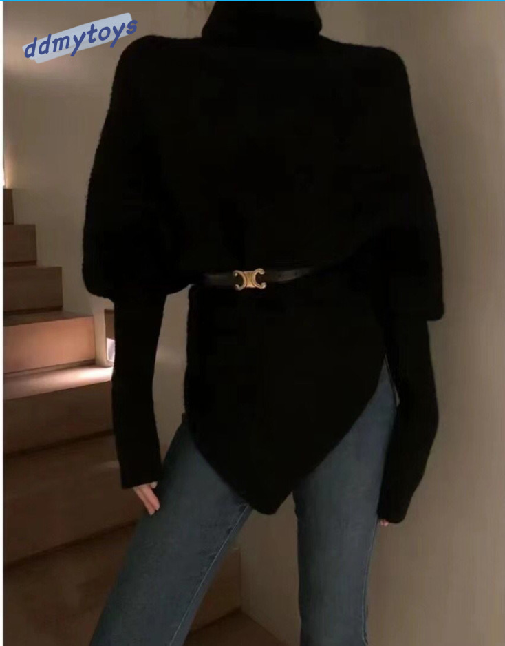 Ddmytoys Irregular High Neck In Autumn Winter New High End Soft And Sticky Top Korean Lazy Style Knitted Sweater For Women F1023#40
