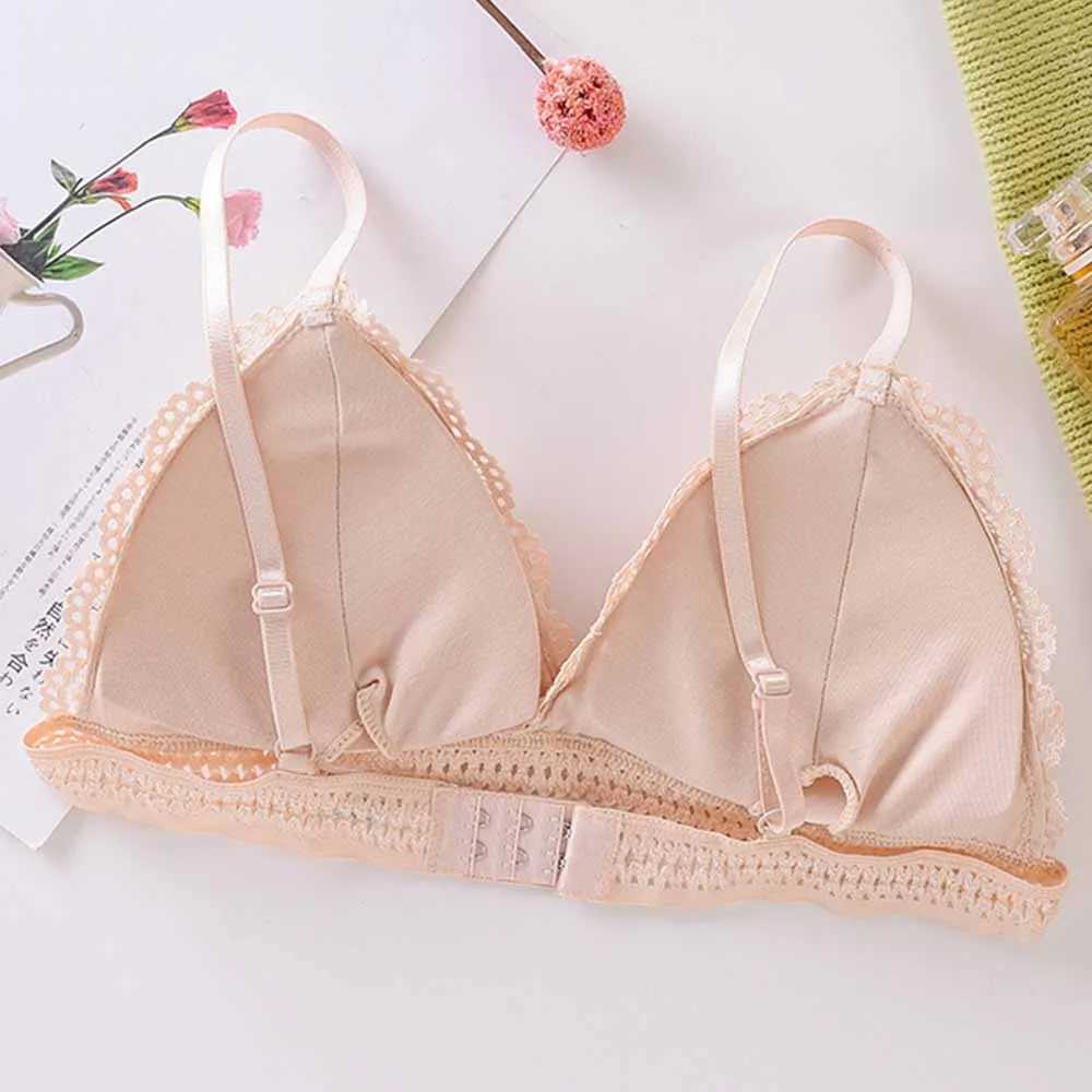 French Beautiful Back Bra WomenS Thin Lace Beautiful Back Bra No Steel Ring Sling Strap Small Chest Gather Up port BraX2410