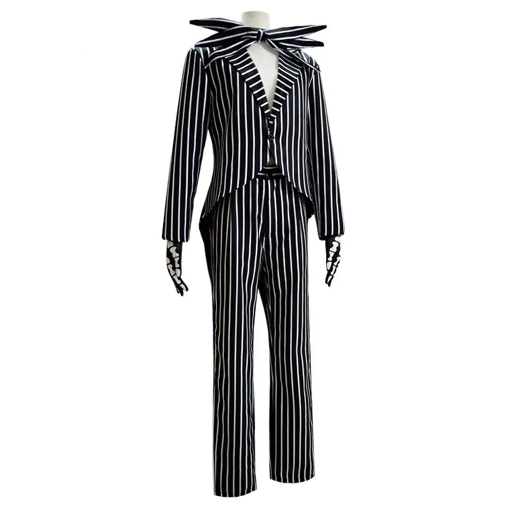Jack Cosplay Skellington Costume for Adult Men Fantasia Jacket Pants Outfit Man Halloween Carnival Party Disguise Suit 241022