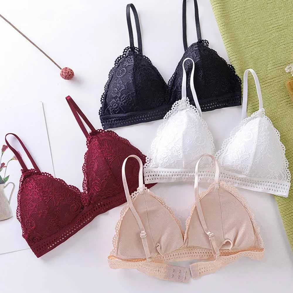 French Beautiful Back Bra WomenS Thin Lace Beautiful Back Bra No Steel Ring Sling Strap Small Chest Gather Up port BraX2410