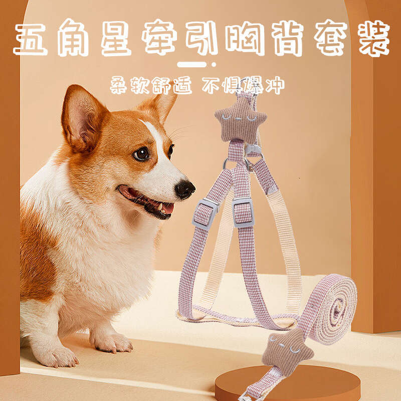 Dog small and medium-sized walking chain, pet supplies, cat chest harness, teddy dog leash, starfish leash