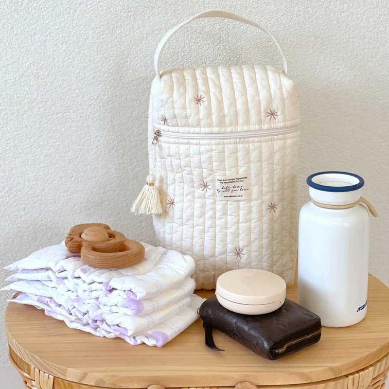 Embroidery Portable Nappy Mommy Bag Stroller Hanging Bag Zipper Diaper Wet Bag Baby Items Storage BagC250326
