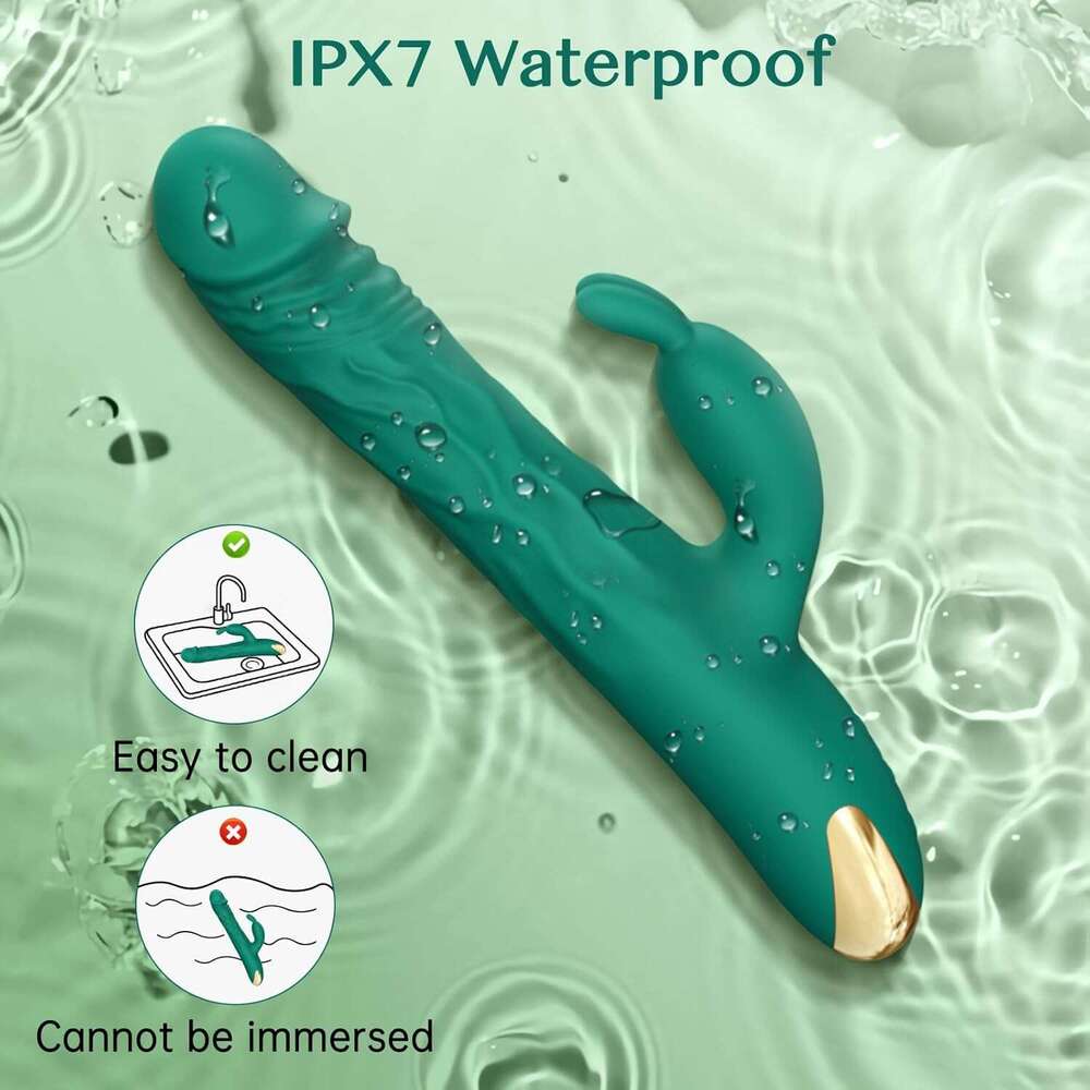 Rabbit Thrusting G Spot Vibrator Adult Sex Toys for Women, with Vibrating Ears, Dildo Vibrators Silicone Realistic Vibradores, with 5 Thrusting 10 Vib