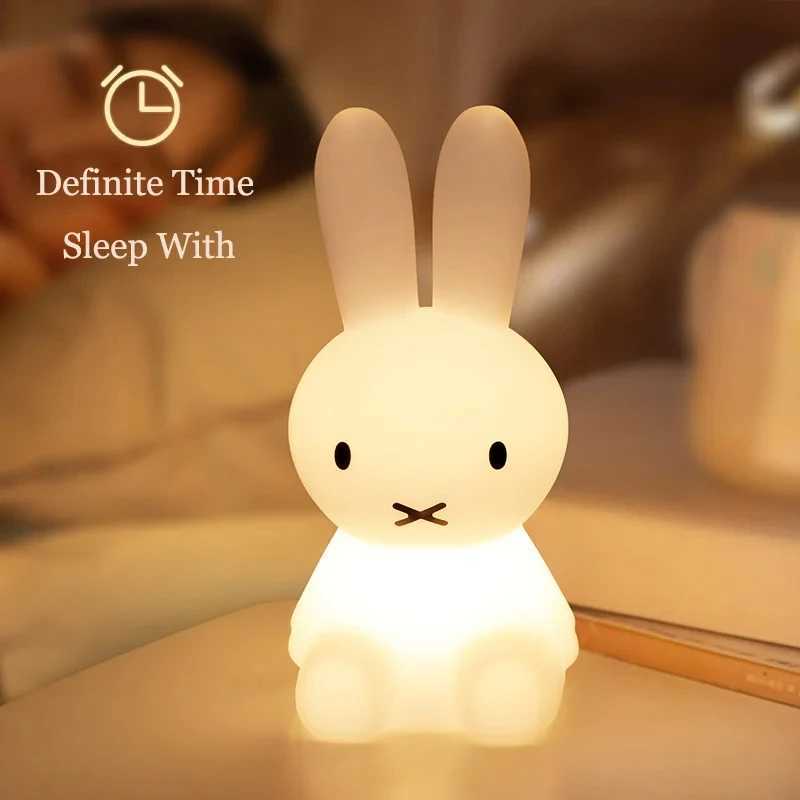 Cute 3D Night Light Kawaii Animated Cartoon Rabbit Eye Protection Rechargeable Desk Lamp Bedroom Childrens Bedlight Campsite Light X241021