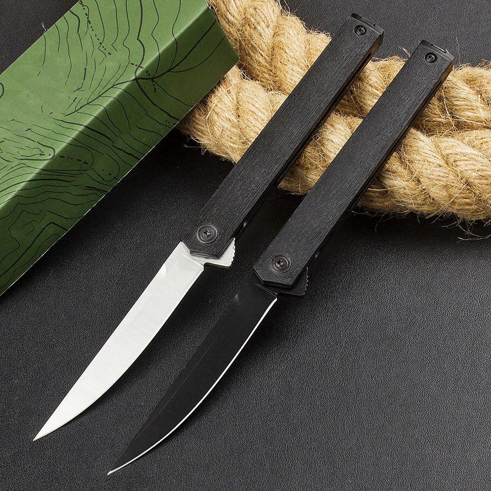 Top Quality 7097 Ball Bearing Flipper Folding Knife 8Cr13Mov Black/Satin Blade GFN Handle Outdoor Survival EDC Pocket Knives