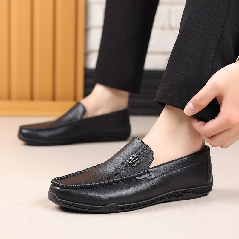 New White Leather Casual Brand Black Formal Dress Designer Men Loafers Breathable Slip on Driving Shoes