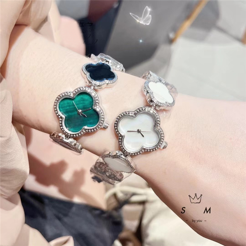 Fashion Brand Wrist Watch Lovers Couples Men Women Girl Pretty Flowers Crystal Style Steel Metal Band Quartz Clock VA08