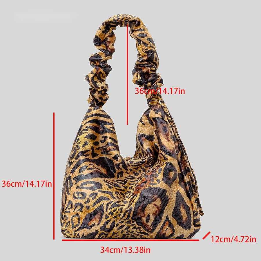 CMM Korean Instagram Leopard Pattern Large Capacity Shoulder Bag Large Drawstring Shoulder Strap Handbag Underarm Bag Women 241015