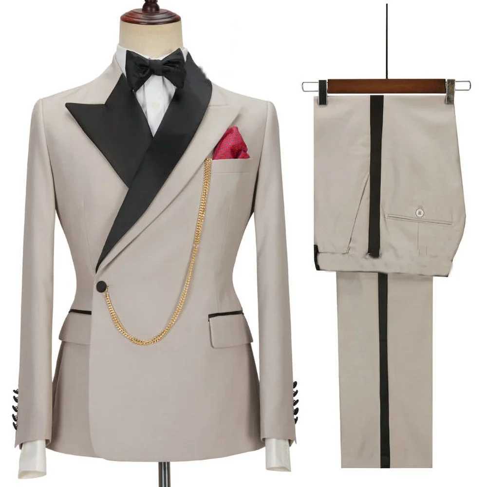 Latest Design Yellow Men Suits Peaked Lapel One Button Casual Slim Male Suit Business Wedding Groom Elegant 2 Piece Blazer Pants X250704