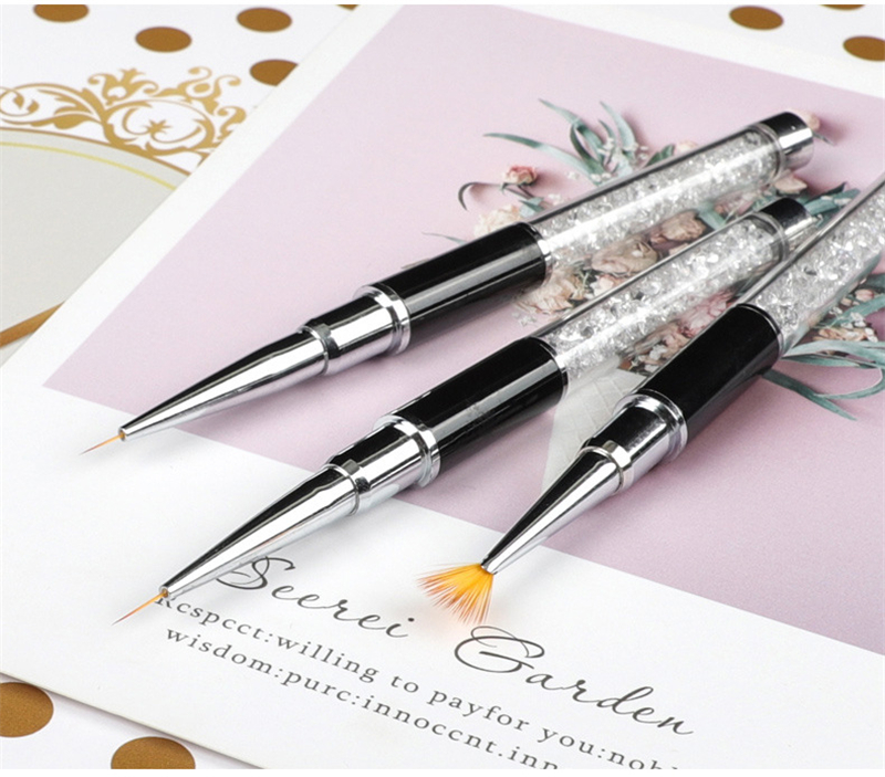 8pcs nail art brush set acrylic nails art pen for nails liner flower painting polish gel design crystal handle box package manicure kit NAB024