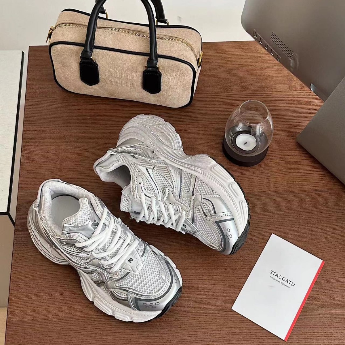Daddy Female Ins Tide Outdoor Spring And Summer Thick Bottom Sneakers Mesh Designer Sier White Casual Shoes Size 35-40 With BOX