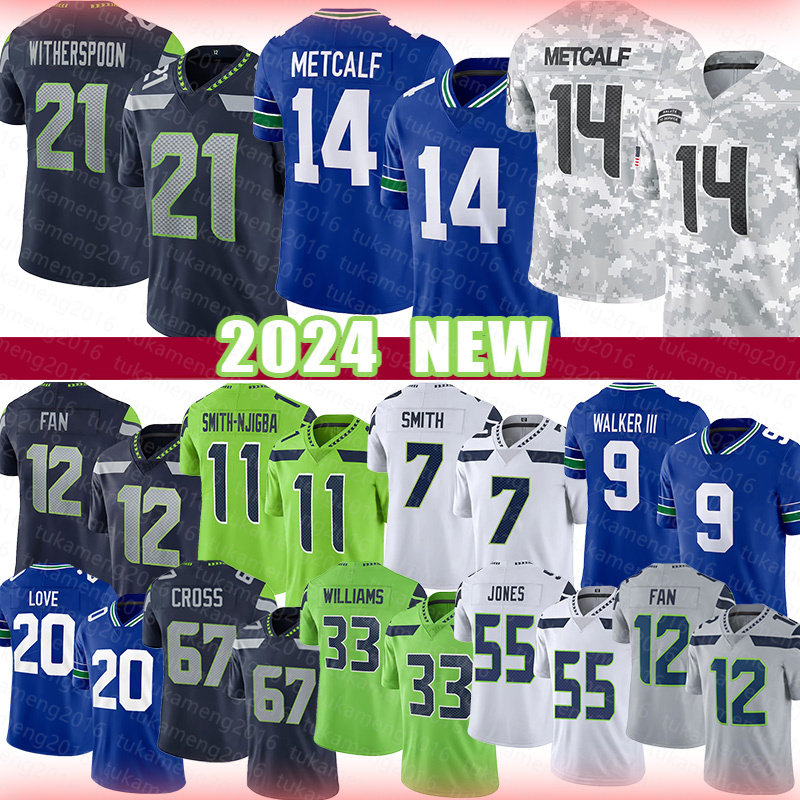 DK Metcalf Devon Witherspoon Football Jerseys Lockett FAN Jaxon Smith-Njigba Geno Smith Laviska Shenault Jr. Kenneth Walker III Julian Love Charles Cross