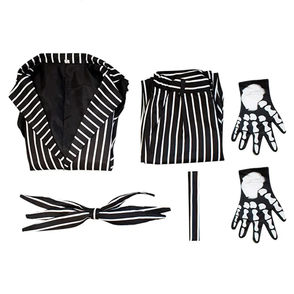Jack Cosplay Skellington Costume for Adult Men Fantasia Jacket Pants Outfit Man Halloween Carnival Party Disguise Suit 241022