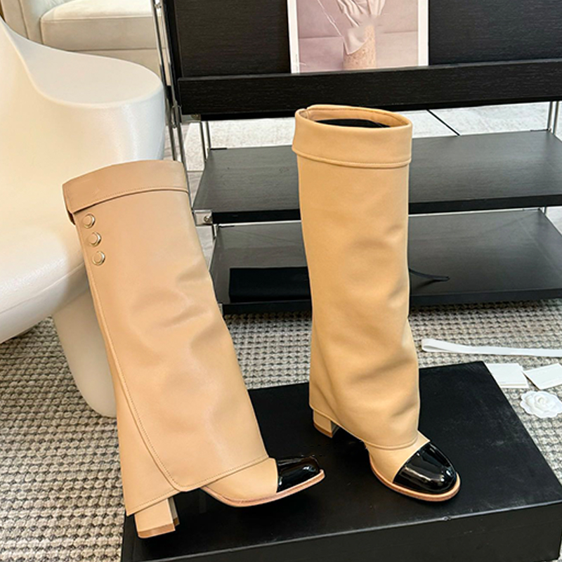 designer boots Shark High Boot New Chunky Pant Designer Women Long Autumn Winter Heel Fashion Western Knight Slip On Boots Over The Knee
