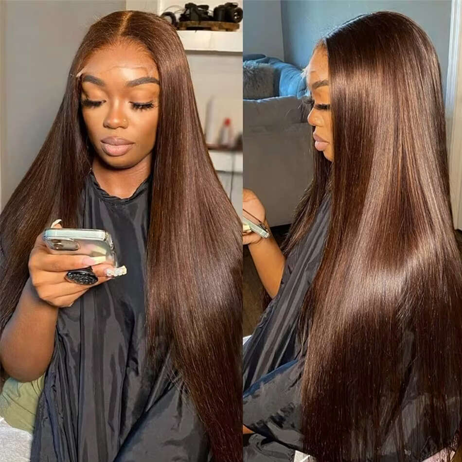 Chocolate Brown Lace Front Wigs Human Hair 230% Density Straight HD Lace Front Wigs Human Hair Pre Plucked with Baby Hair Brown