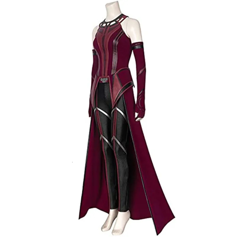 Scarlet Cosplay Witch Maximoff Wanda Vision Costume Headwear Cloak and Pants Full Set Outfit Halloween Accessories Props 241022