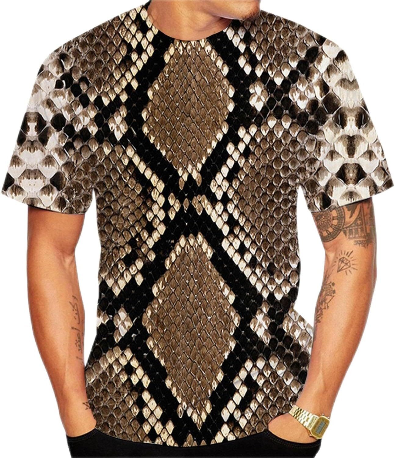 mens T shirt Horror Eerie Snake 3D Printing Men's Domineering T-Shirt Fashion Novelty Short Sleeve Unisex Fun Snakeskin Cobra Tops tee Casual top