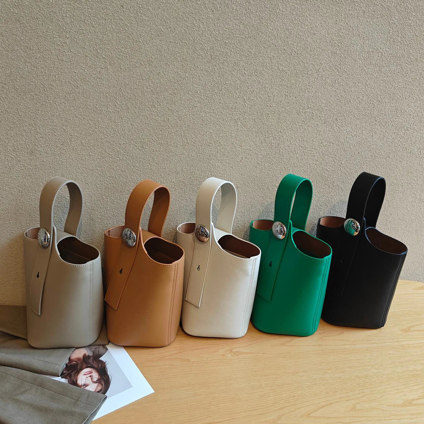 High quality small bucket Pu leather womens mini wallet and handbag shoulder cross body bag 241022 178c