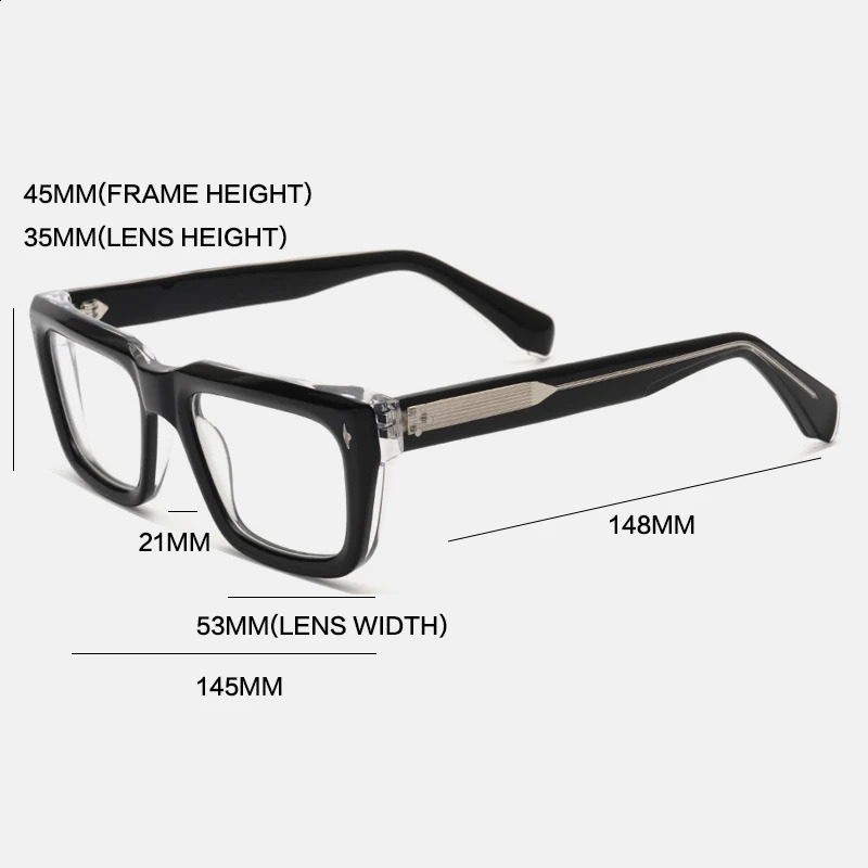Thick acetate eyeglass frame mens high-quality retro square Myopia prescription optical eyeglass frame retro glasses 241021