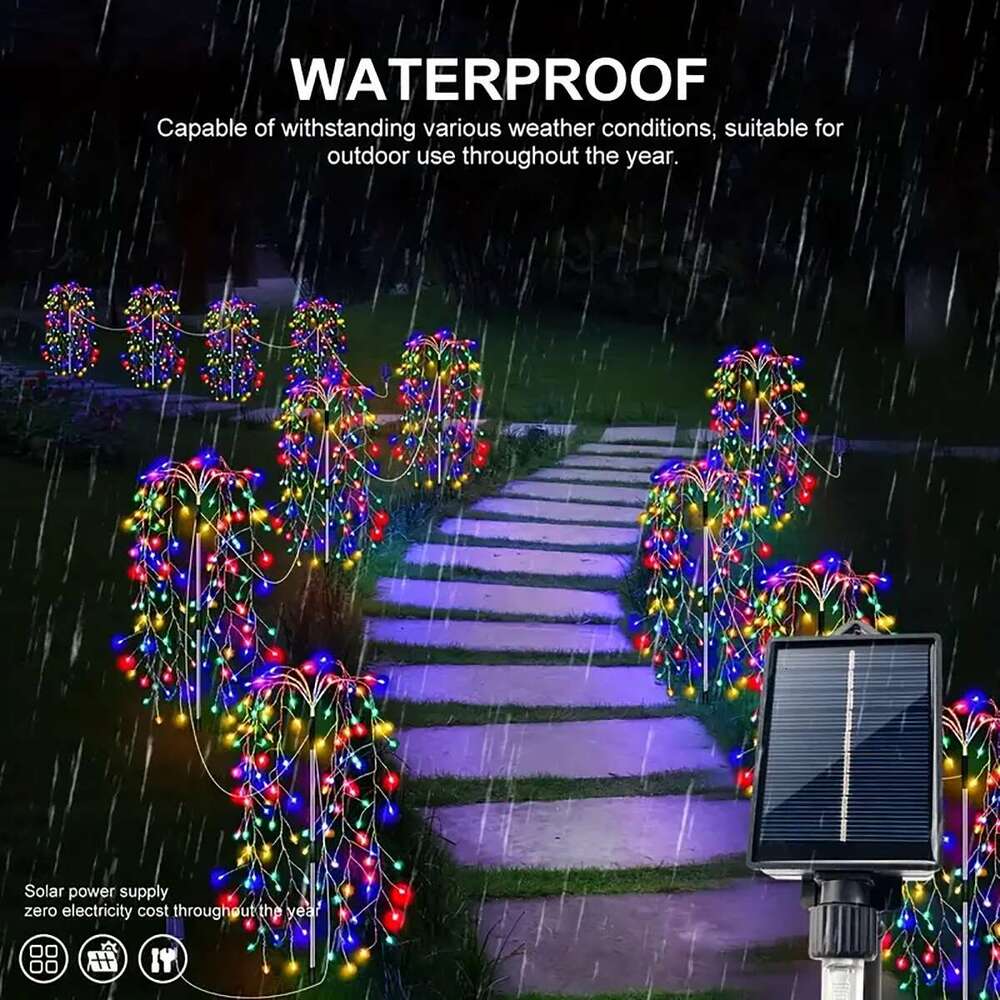 4Pack 680Led Christmas Solar Firecracker Firewor Lights Outdoor Yard Lawn Garden Decorative Light Party Landscape Lighting