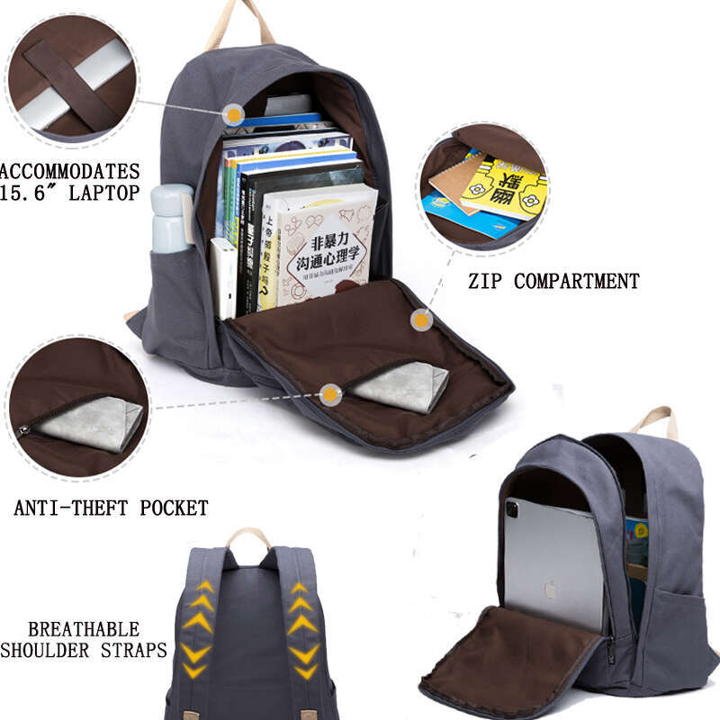 35L School Backpack For Women Lightweight Canvas Daily Rucack 15.6 Inch Laptop Bag Casual Unisex Travel Daypac