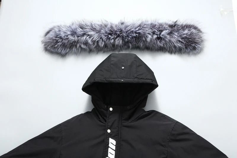 Fashionable long couple fox fur collar thick down jacket mens comfortable insulated winter warm jacket 241021
