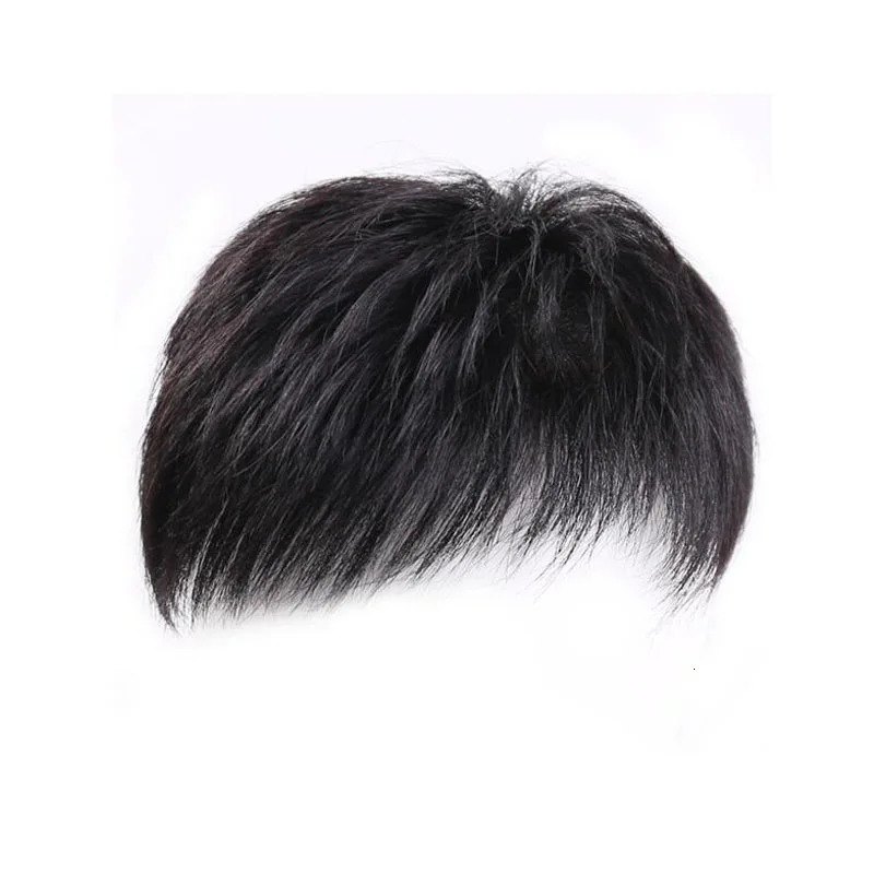 fashion synthetic wig mens short hair inch head patch wig piece high temperature silk chemical fiber wig 241102