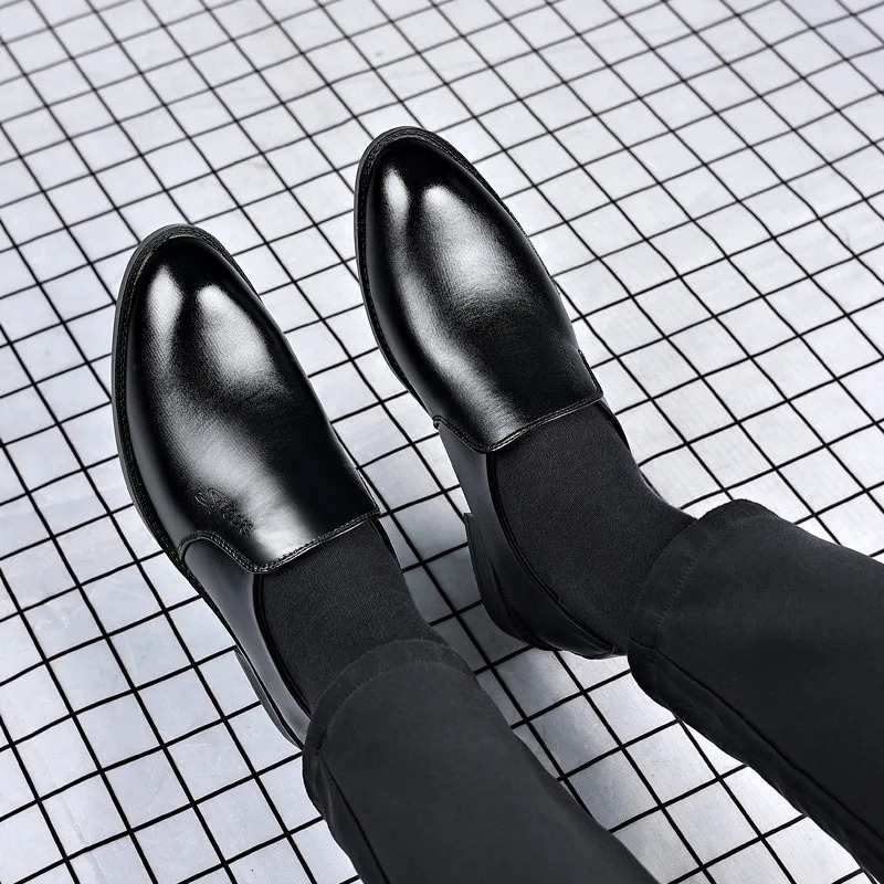 Mens formal leather elevator classic New mens casual social office adds wedding shoes 241022