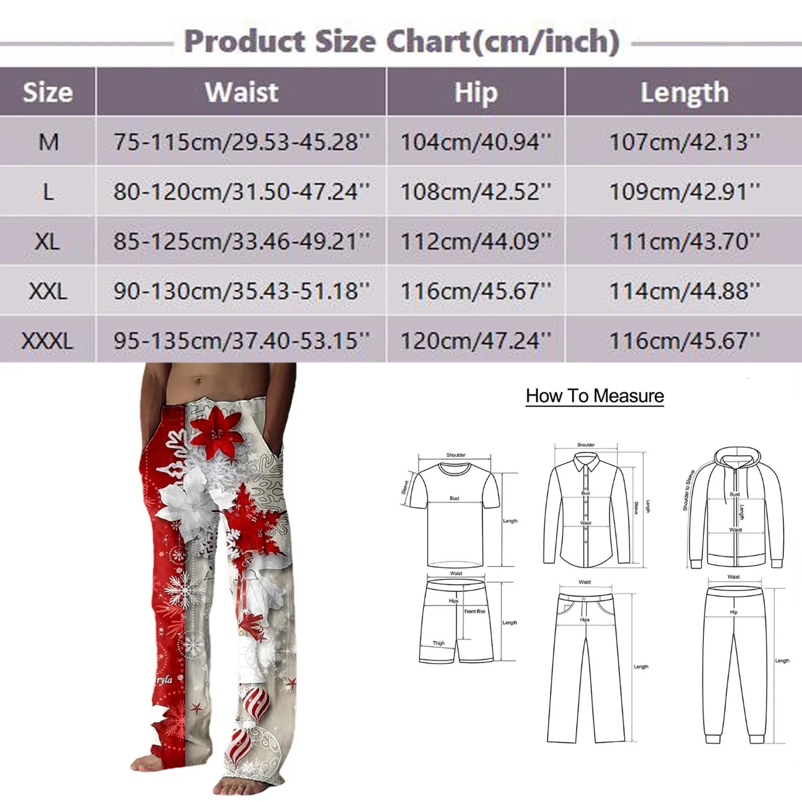 Mens Christmas Long Pants Casual Festive Special Tie Dye Layered Snowflake Santa Printed Bottom Holiday Pantalones 241022