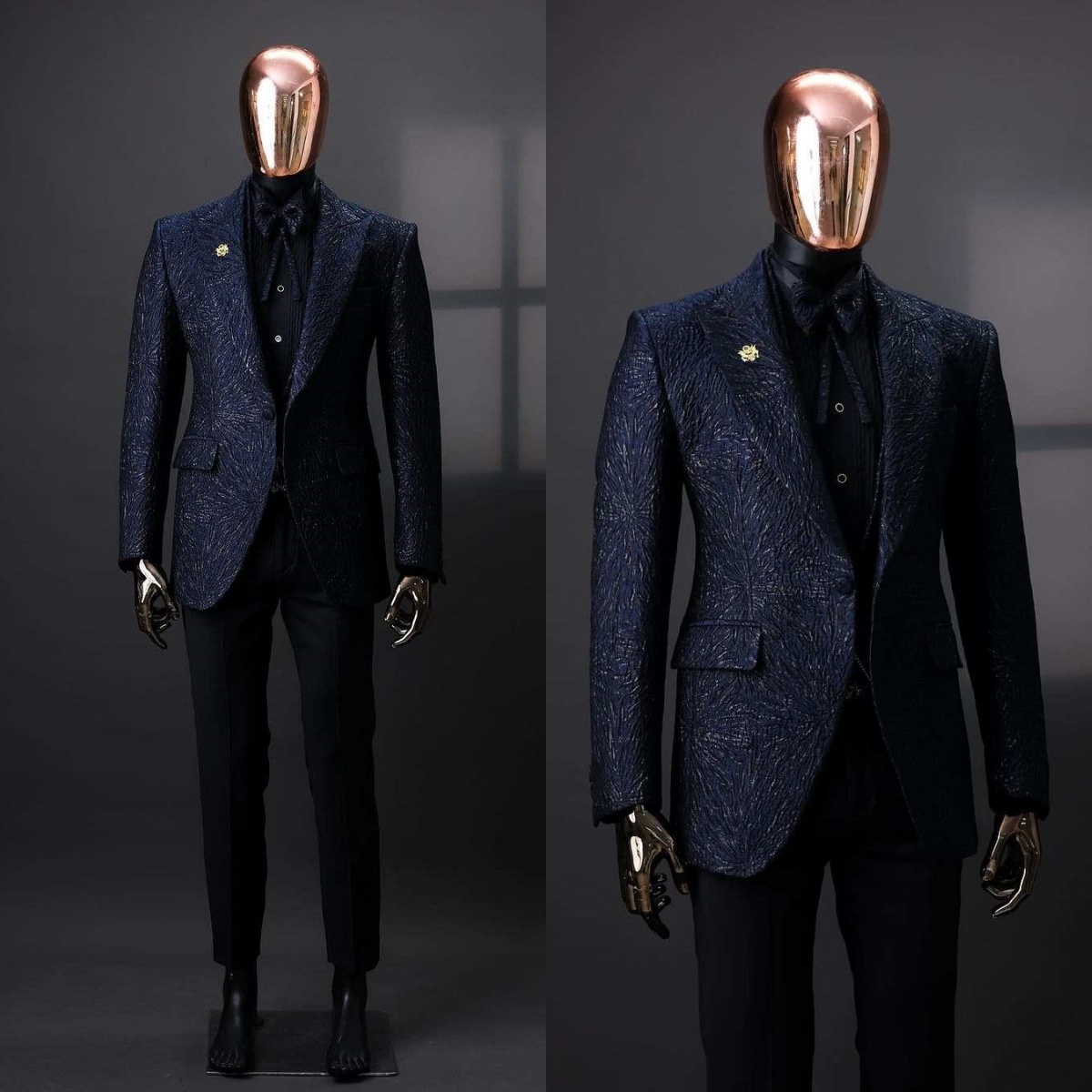 Sparkly Wedding Suits Peaked Lapel Jacket 3 Pieces Set Men's Tuxedo One Button Tailored Dinner Prom Groom Blazer Custom Made (Coat+Pants+Vest)