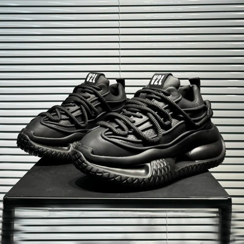 Men's shoes 2024 new solid color casual shoes versatile trend dirt resistant white shoes pure black dad shoes men