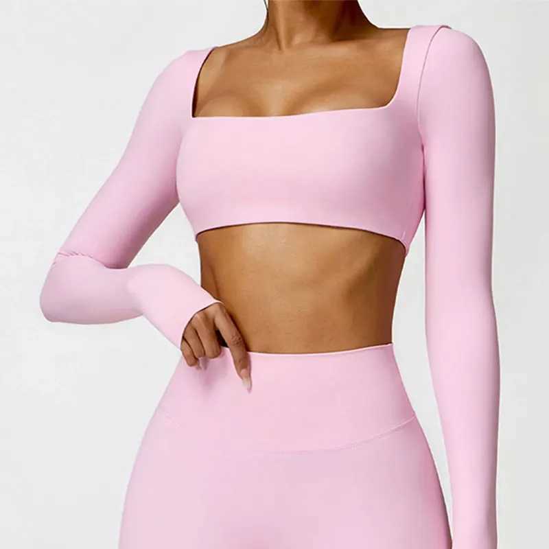 New yoga long sleeved womens outdoor running fitness T-shirt long sleeved yoga shirt push up training single piece top W250326